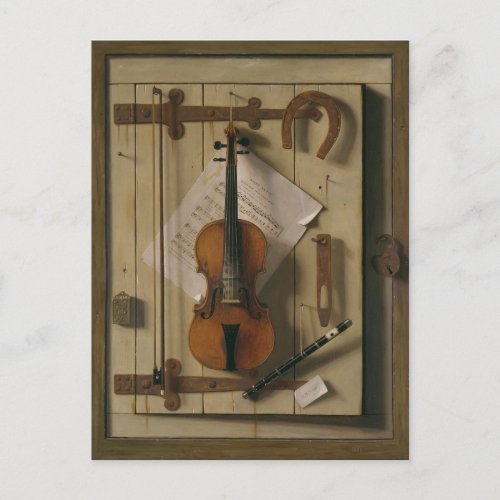 Still Life Violin and Music Postcard