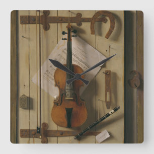 Still Life, Violin and Music Square Wall Clock