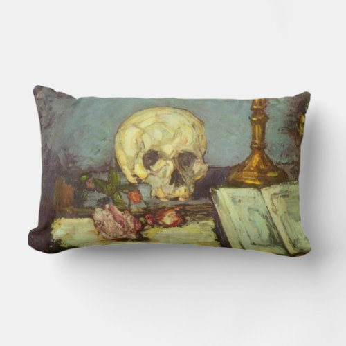 Still Life w Skull Candle Book By Paul Cezanne Lumbar Pillow