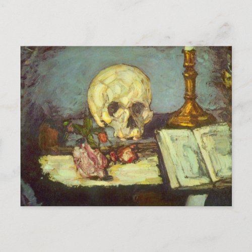 Still Life w Skull Candle Book By Paul Cezanne Postcard