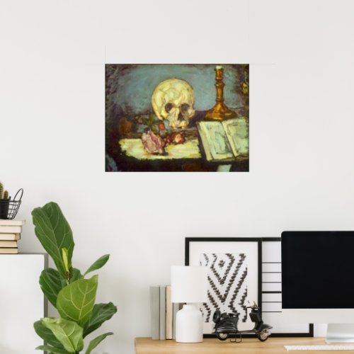 Still Life w Skull Candle Book By Paul Cezanne Poster