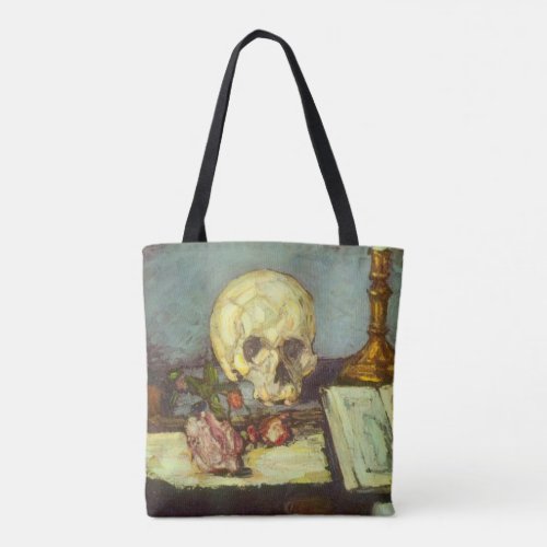 Still Life w Skull Candle Book By Paul Cezanne Tote Bag