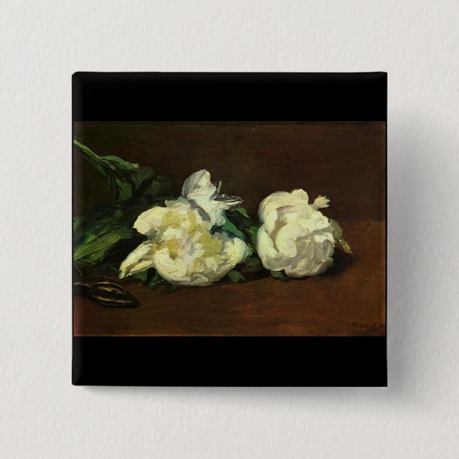 Still life, White Peony by Edouard Manet Pinback Button (Front)