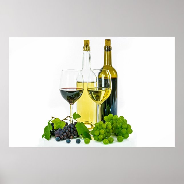Still Life Wine Bottles and Glasses Poster (Front)