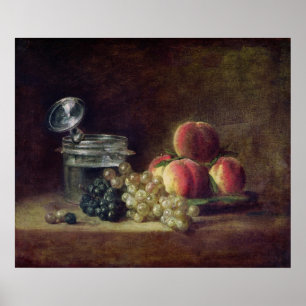 Still Life with a Basket of Peaches Poster