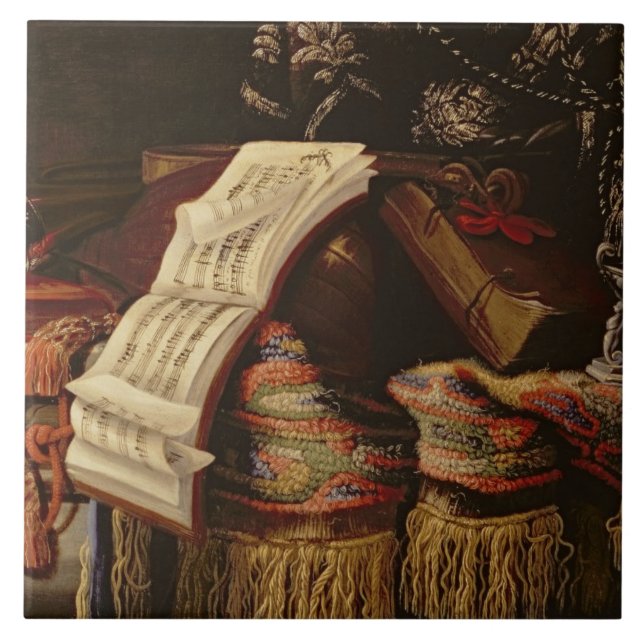 Still Life with a Book of Sheet Music Tile (Front)