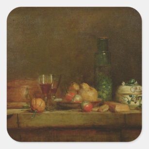 Still Life with a Bottle of Olives, 1760 Square Sticker