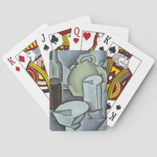 Still Life with a Bottle of Wine and an Earthenwar Poker Cards