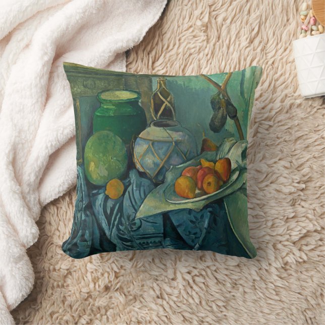 Still Life with a Ginger Jar and Eggplants,Cezanne Throw Pillow (Blanket)