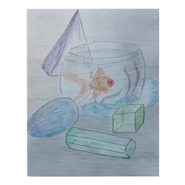 Still life with a goldfish faux canvas print (Front)