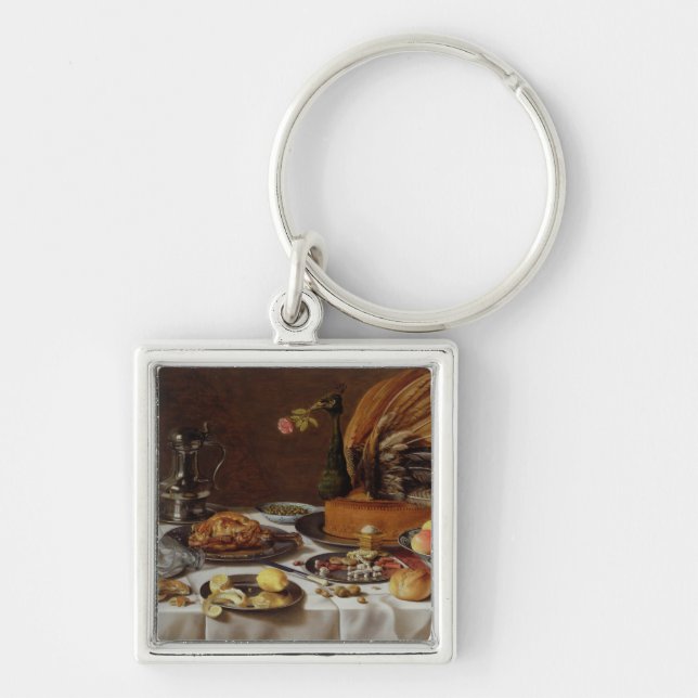 Still Life with a Peacock Pie, 1627 Keychain (Front)