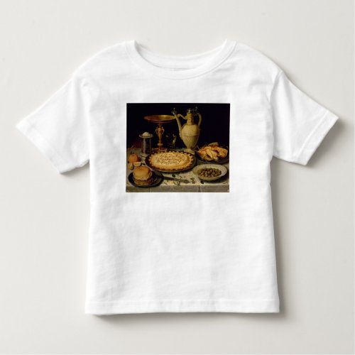 Still life with a tartchicken bread and olives toddler t_shirt