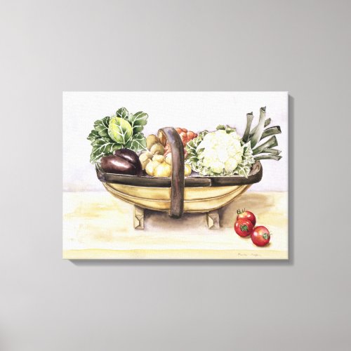 Still life with a trug of vegetables 1996 canvas print