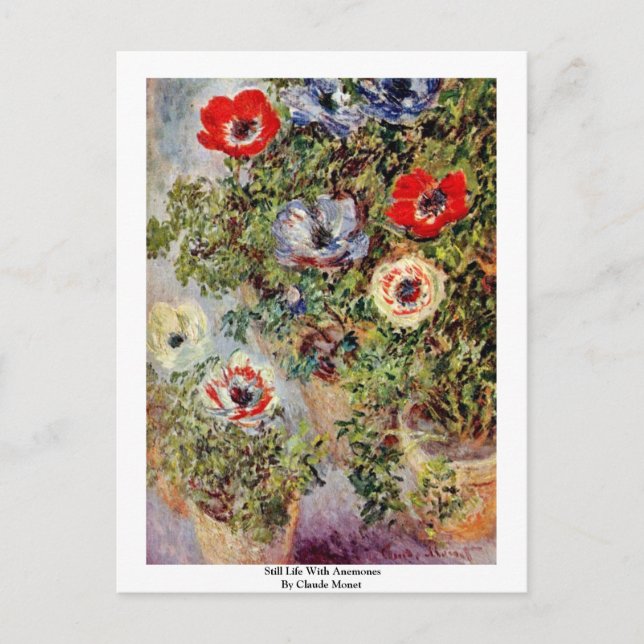 Still Life With Anemones By Claude Monet Postcard (Front)