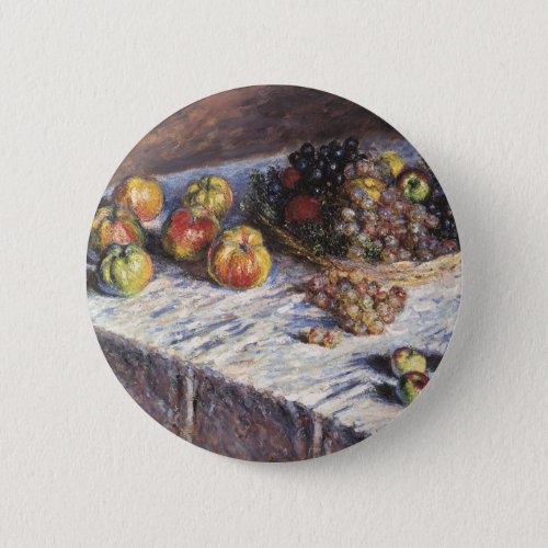 Still Life with Apples and Grapes by Claude Monet Button