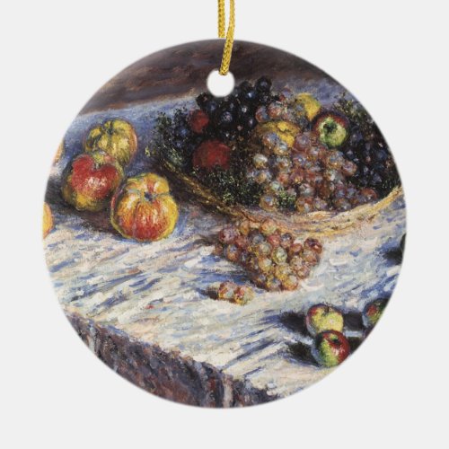 Still Life with Apples and Grapes by Claude Monet Ceramic Ornament