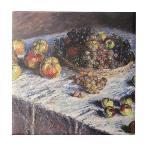 Still Life with Apples and Grapes by Claude Monet Ceramic Tile