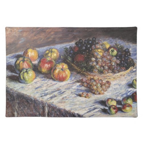 Still Life with Apples and Grapes by Claude Monet Cloth Placemat