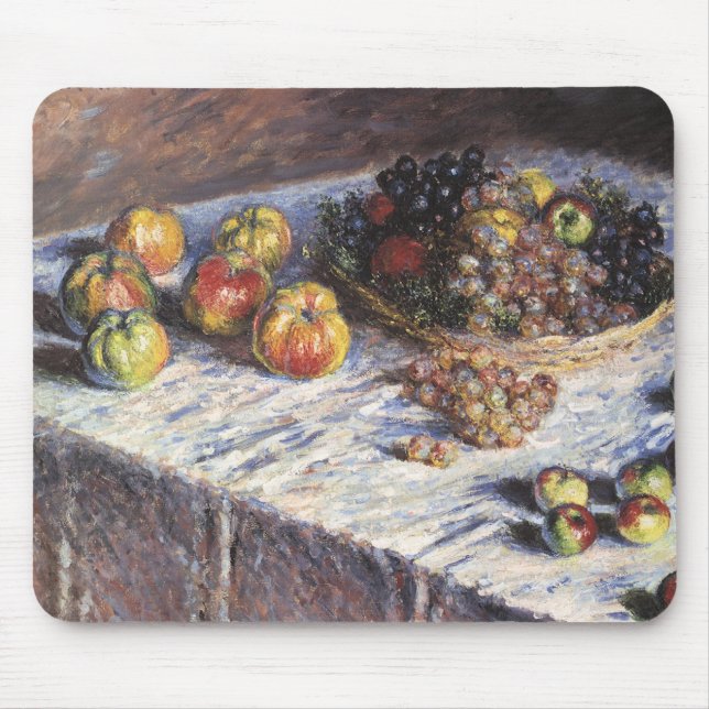 Still Life with Apples and Grapes by Claude Monet Mouse Pad (Front)