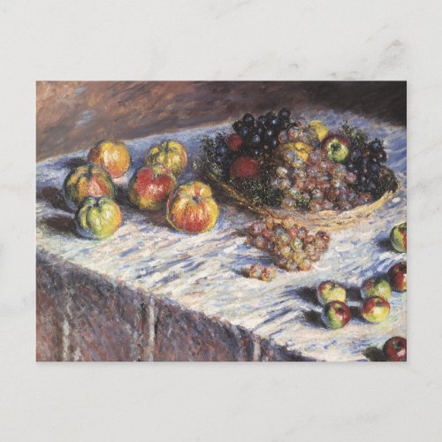 Still Life with Apples and Grapes by Claude Monet Postcard