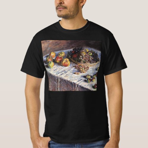 Still Life with Apples and Grapes by Claude Monet T_Shirt