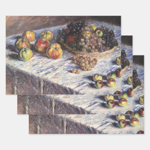 Still Life with Apples and Grapes by Claude Monet Wrapping Paper Sheets