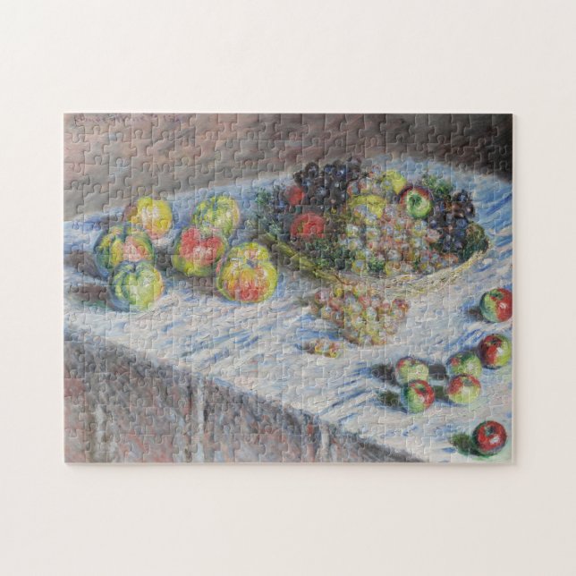Still Life with Apples and Grapes Monet Fine Art Jigsaw Puzzle (Horizontal)