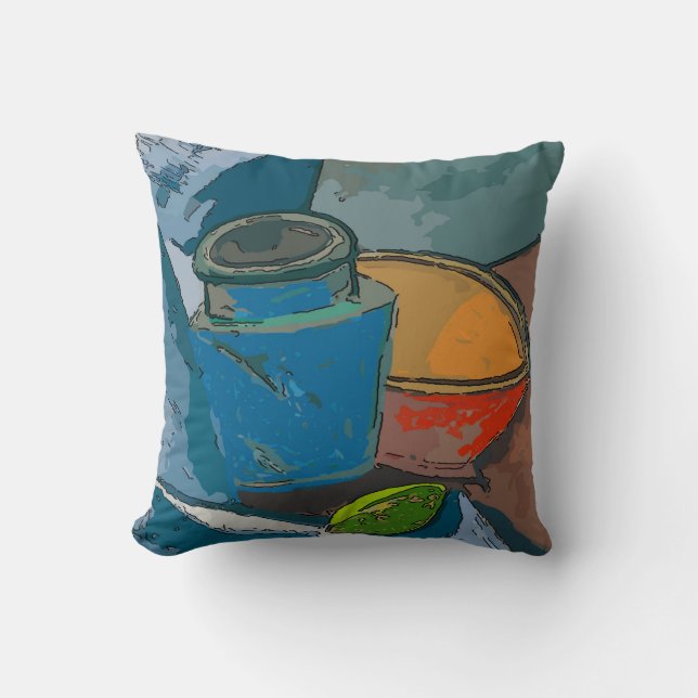 Still Life with Avacado Abstract Throw Pillow (Front)