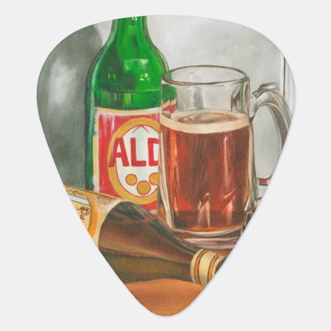 Still Life with Beer by Jennifer Goldberger Guitar Pick (Front)