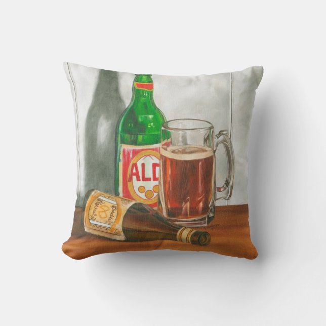 Still Life with Beer by Jennifer Goldberger Throw Pillow (Front)