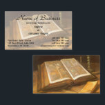 Still Life with Bible by Vincent van Gogh Business Card<br><div class="desc">Still Life with Bible (1885). Artist: Vincent van Gogh (1853-1890). Still Life with Bible is a vintage Post Impressionism fine art religious painting with the Bible open pages, a candlestick and smaller notebook on a table. It was his first painting of a book and considered to be one of van...</div>