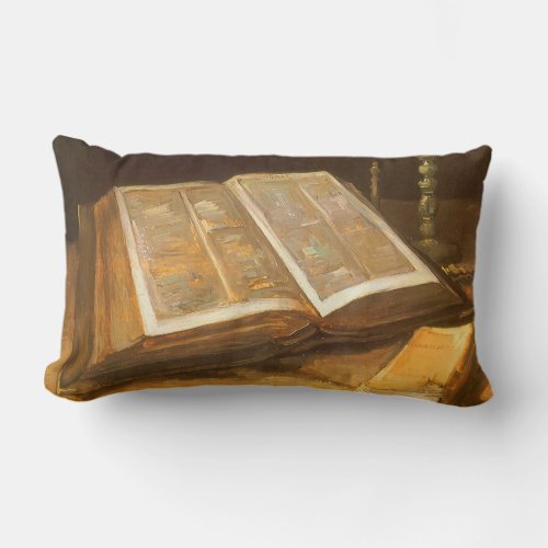 Still Life with Bible by Vincent van Gogh Lumbar Pillow