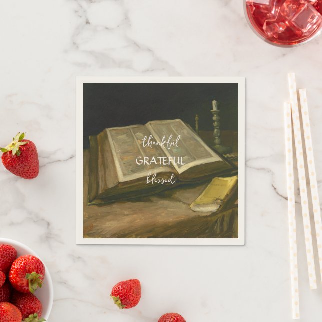 Still life with Bible by Vincent Van Gogh Napkins (Insitu)
