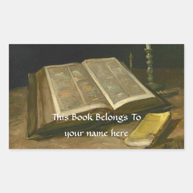 Still life with Bible by Vincent Van Gogh Rectangular Sticker (Front)