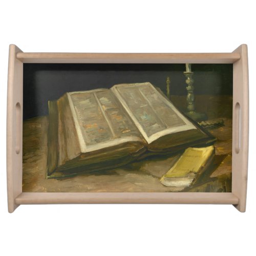 Still life with Bible by Vincent Van Gogh Serving Tray