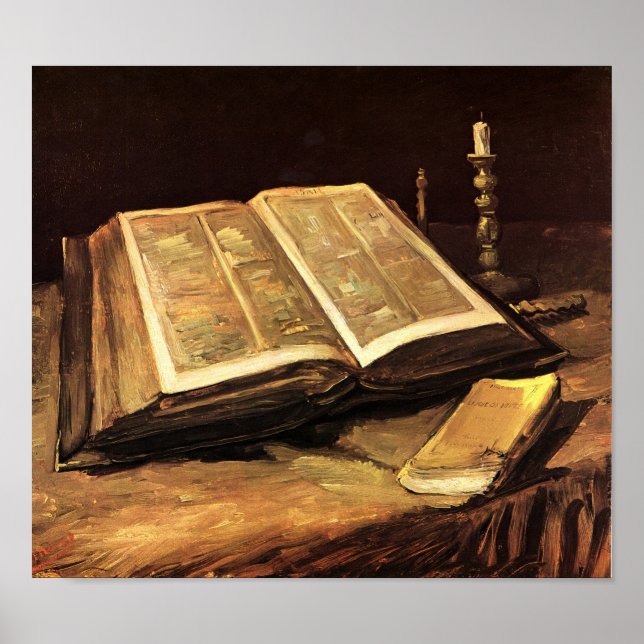 Still Life with Bible (F117) Van Gogh Fine Art Poster (Front)