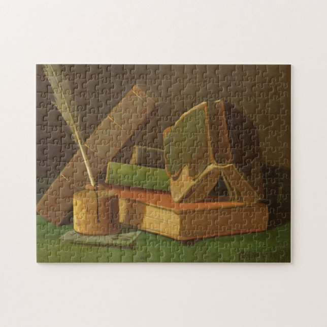 Still life with books and ink well jigsaw puzzle (Horizontal)