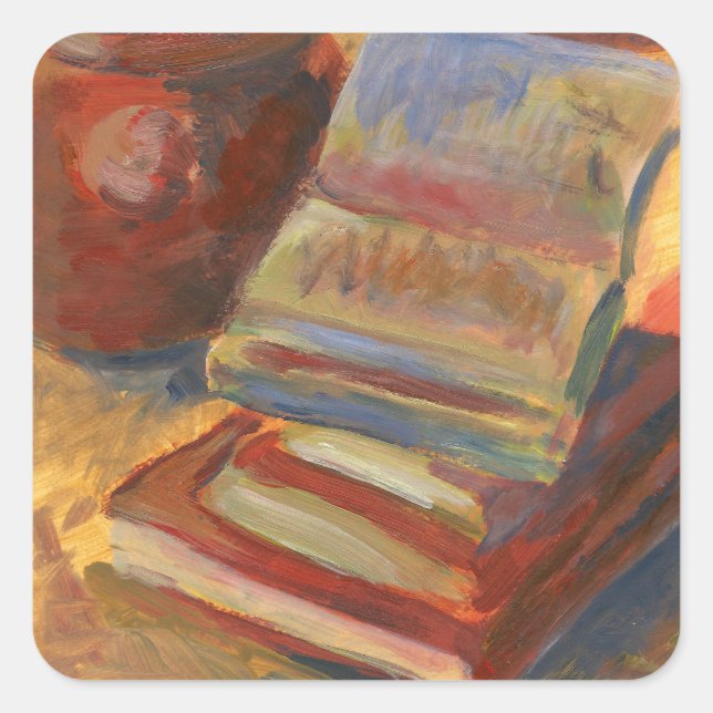 Still life with Books Painting Square Sticker (Front)