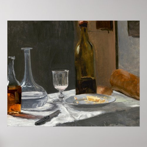 Still Life with Bottle Carafe Bread and Wine Poster