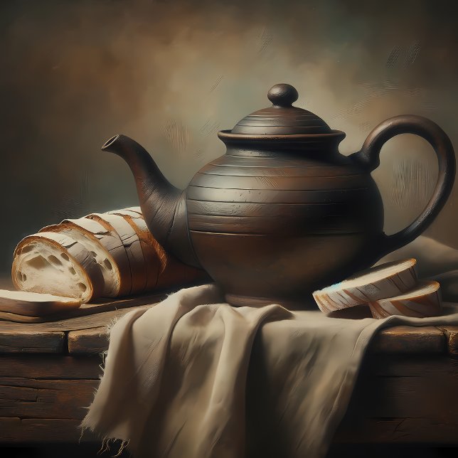 Still Life with Bread and Clay Teapot Canvas Photo Tile (Creator Uploaded)