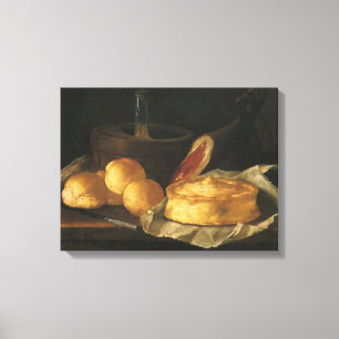 Still Life with Bread Tart and Ham, Giuseppe Recco Canvas Print