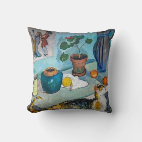 Still Life with Cat  Auguste Macke  Throw Pillow