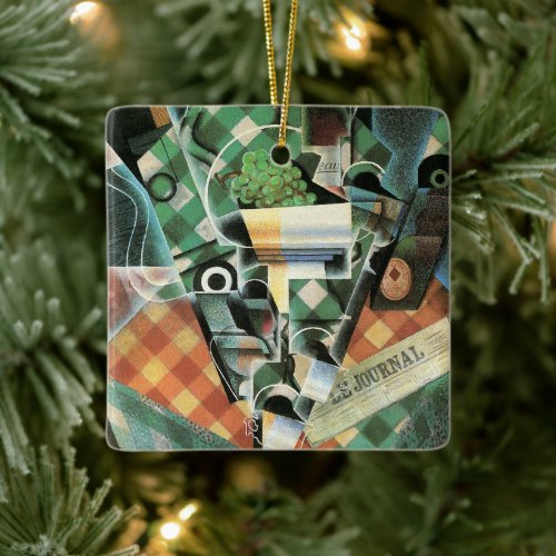Still Life with Checked Tablecloth by Juan Gris Ceramic Ornament