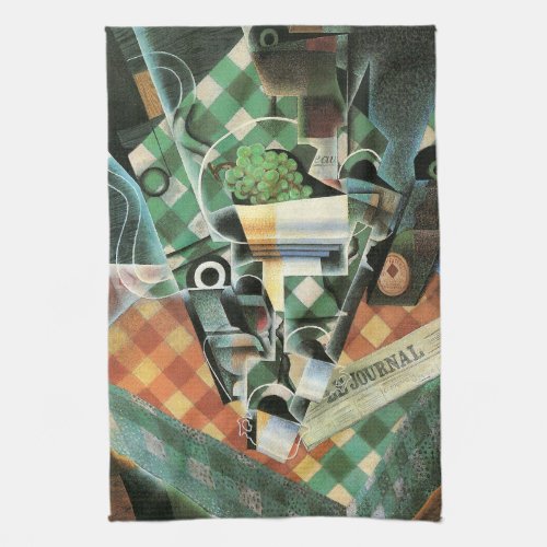 Still Life with Checked Tablecloth by Juan Gris Kitchen Towel