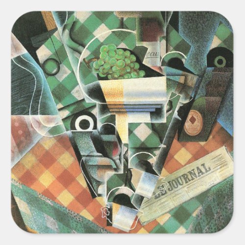 Still Life with Checked Tablecloth by Juan Gris Square Sticker