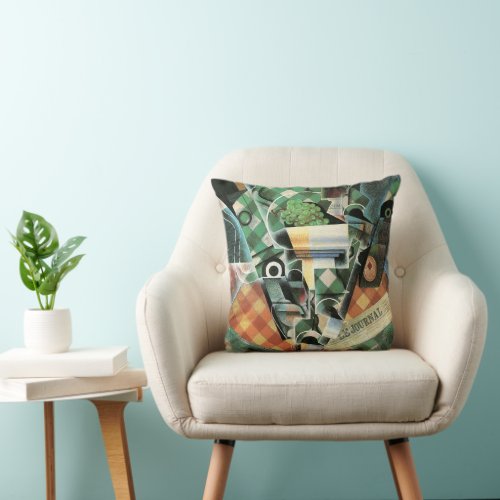 Still Life with Checked Tablecloth by Juan Gris Throw Pillow