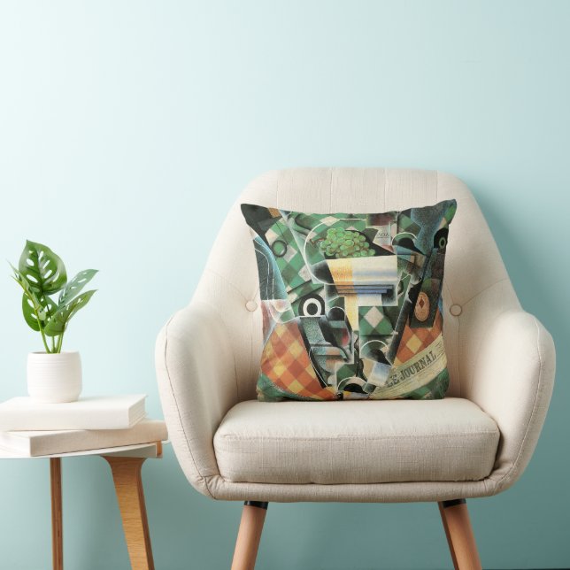 Still Life with Checked Tablecloth by Juan Gris Throw Pillow (Chair)