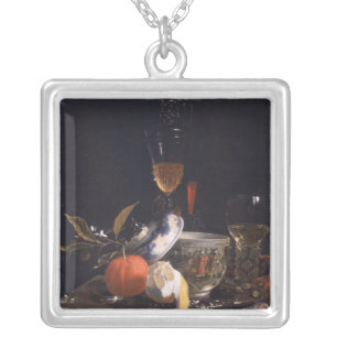 Still Life with Chinese Sugar Jar Silver Plated Necklace