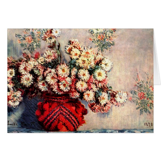 Still life with Chrysanthemums by Claude Monet Cards (Front Horizontal)