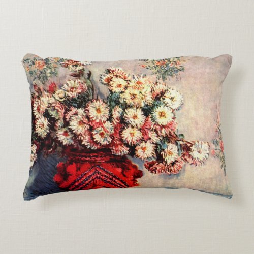 Still life with Chrysanthemums by Claude Monet Decorative Pillow